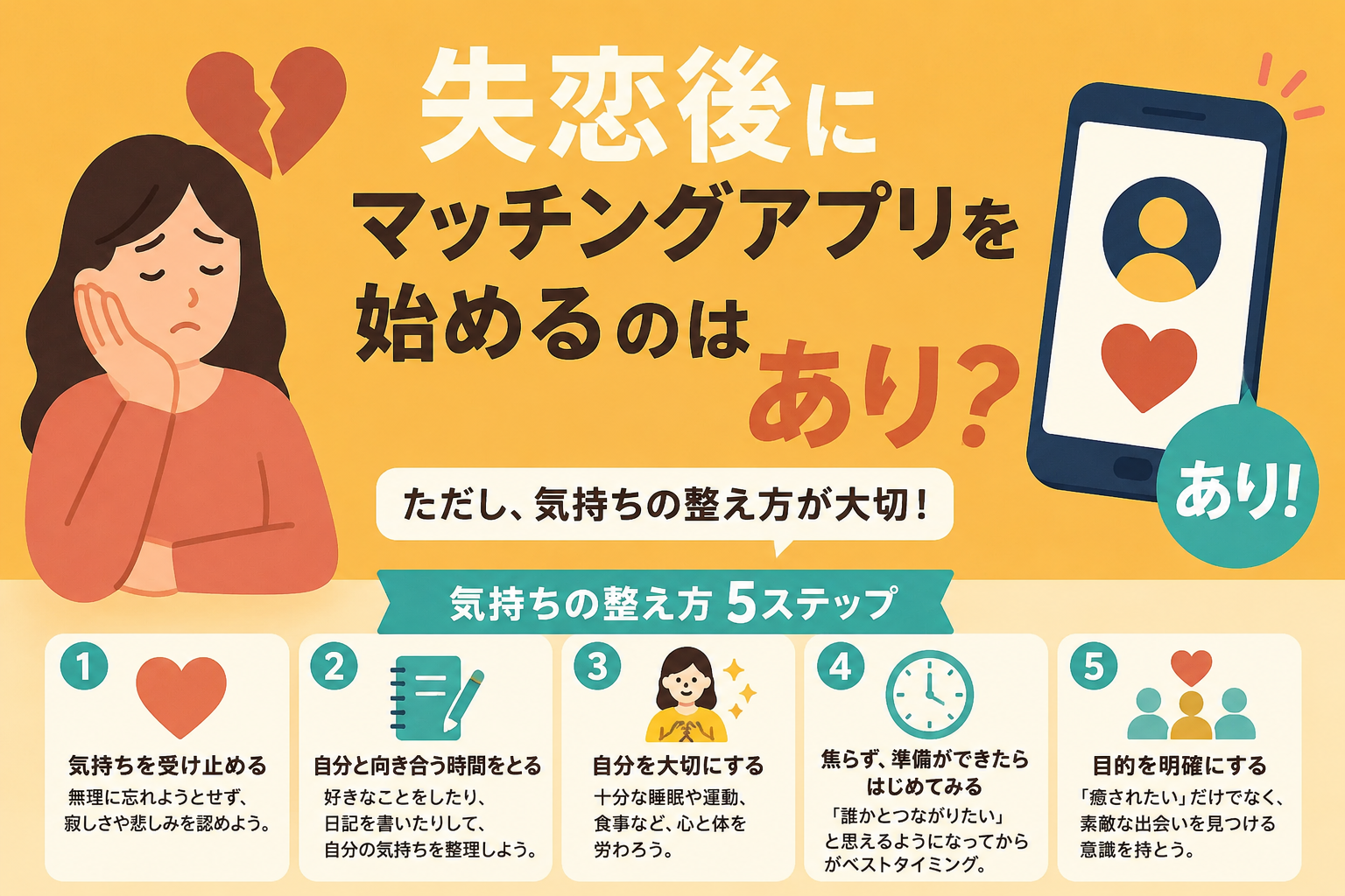失恋後にマッチングアプリを始めるのはあり?気持ちの整え方も解説