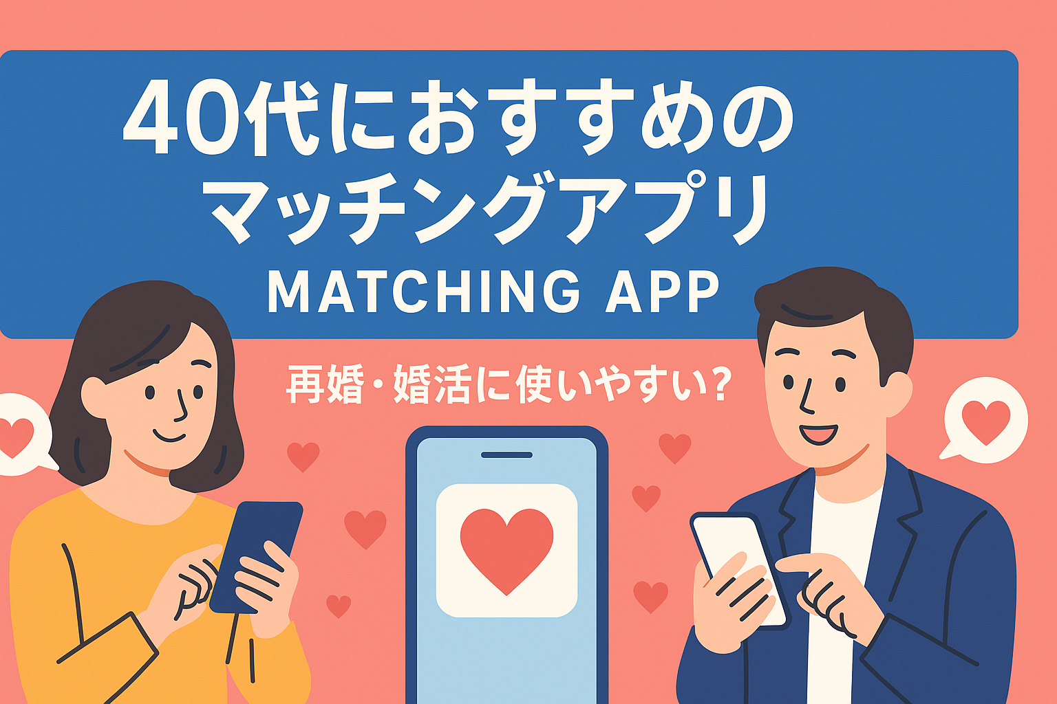 40代におすすめのマッチングアプリ比較｜再婚・婚活にも使いやすいのは？