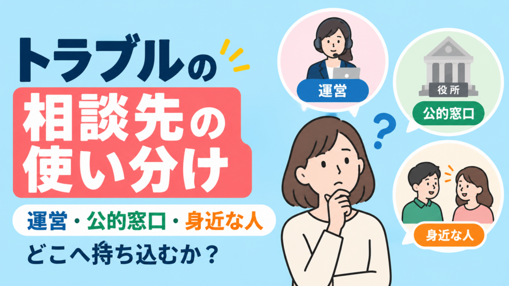 トラブルの相談先の使い分け｜運営・公的窓口・身近な人のどこへ持ち込むか