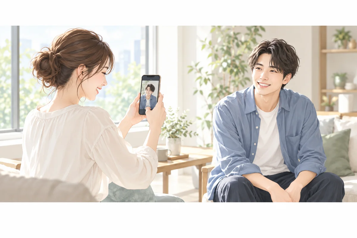プロフィール写真と自己紹介文の印象を合わせて確認する男女